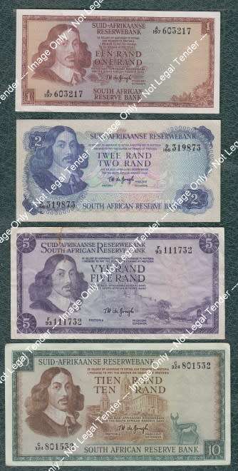 Republic of South Africa : Banknote Set of the late 1960s to 1970s