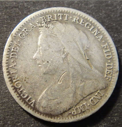 Great Britain : Sterling Silver Three Pence of Queen Victoria of 1899