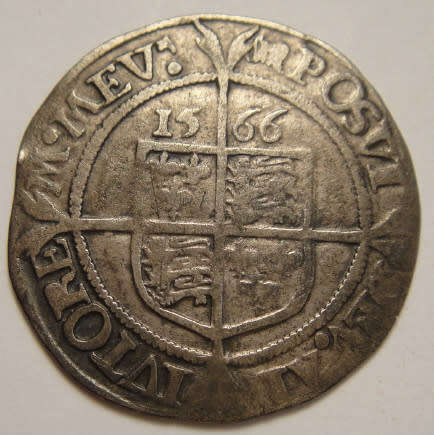 Great Britain : Hammered Silver Sixpence of Queen Elizabeth I of 1566