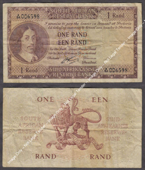 Republic of South Africa : Jan van Riebeeck R1 Banknote of 1962
