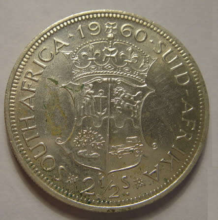Union of South Africa : Half Crown (2/6-) of 1960 (Lustrous & High Grade)