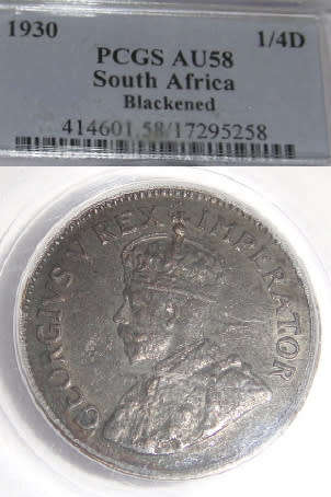 Union of South Africa : Quarter Penny (Farthing) of 1930 : PCGS graded AU58 (RARE)