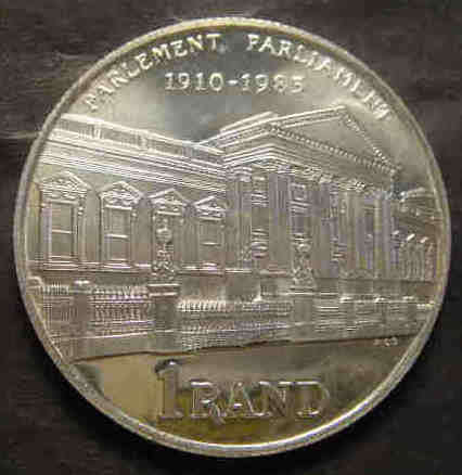 Republic of South Africa: Silver R1 : 75th Year of the SA Parliament : 1910-1985
