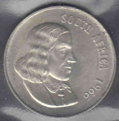 Republic of South Africa: Silver R1 of Jan van Riebeeck of 1966 (105 available)