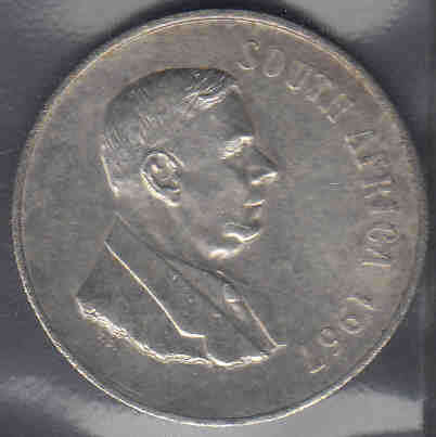 Republic of South Africa: Silver R1 of Dr. H.F. Verwoerd of 1967 (60 available)