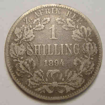 Paul Kruger ZAR : Silver Shilling of 1894