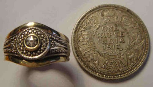 Colonial India : Large Silver One Rupee of 1913 & Sterling Silver Ring