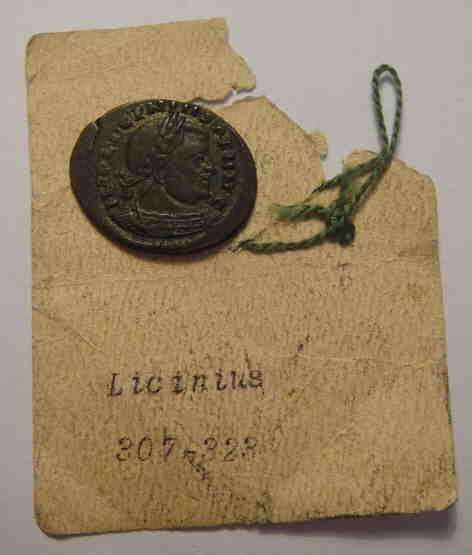 Ancient Rome: Roman Bronze Coin of Emperor Lucinius who ruled 307--328 AD.