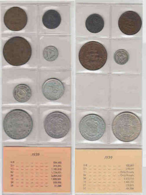 Union of South Africa : Coins Sets of 1938 and 1939
