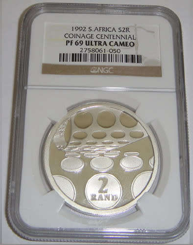 Rep. of South Africa: Silver R2 Crown of 1992 (Coinage Centennial) PF 69 Ultra Cameo