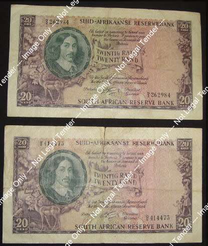 Republic of South Africa : Two R20 Bank Notes of 1962