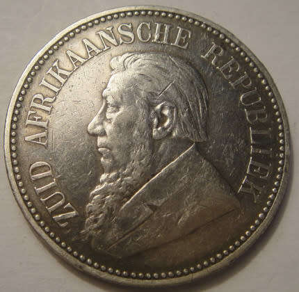 Paul Kruger ZAR: Cleaned Sterling Silver Half Crown (2/6-) of 1897