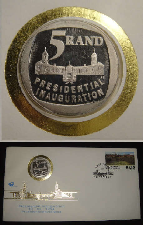 1994 Nelson Mandela Presidential Inauguration PROOF R5 with First Day Cover