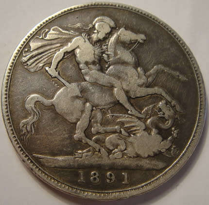 Great Britain: Silver Crown (5 Shillings) of Queen Victoria of 1891