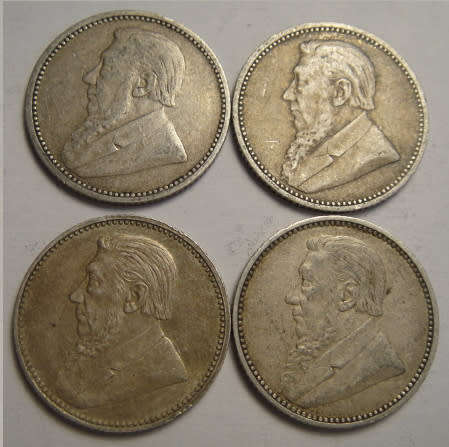 Paul Kruger ZAR Silver Sixpence Collection (1894, 1895, 1896 & 1897)