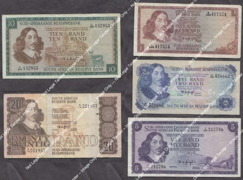 Republic of South Africa: Set of Bank Notes from the 1970s