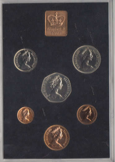 Great Britain : Coin Proof Set of 1971 (Half Pence to 50 Pence plus Medallion)