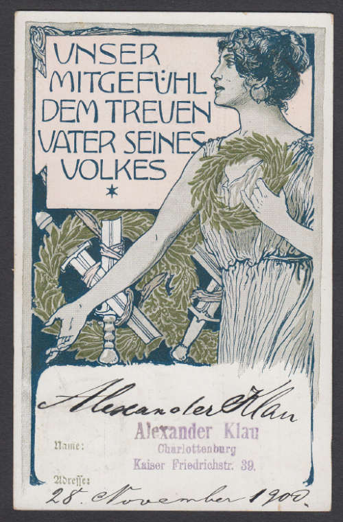 Anglo-Boer War : German Sympathy Card : 28 November 1900