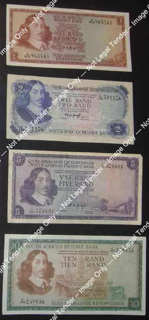 Republic of South Africa : Type Set of earlier TW de Jongh Banknotes