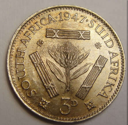 Union of South Africa : Three Pence (3d) of 1947