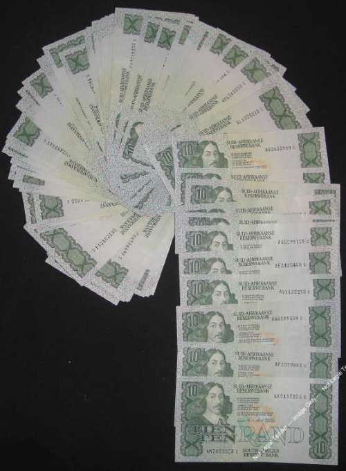 Republic of South Africa: One Hundred (100) C Stals R10 notes of 1990