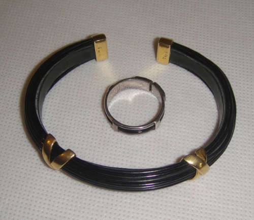 9ct GOLD arm Bracelet with .925 Sterling Silver Ring