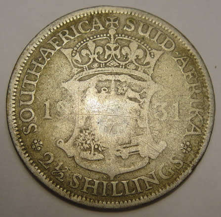 Union of South Africa : The VERY RARE Half Crown (2/6-) of 1931