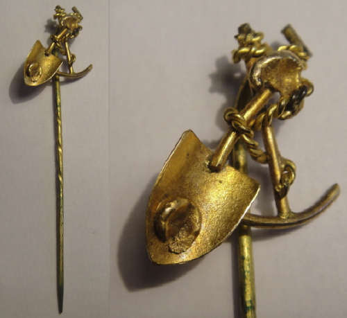 9ct GOLD Miners Pin (Pick & Shovel)