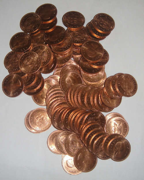 100 x Brilliant Uncirculated South African Pennies of 1960