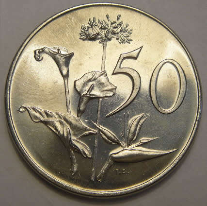 Republic of South Africa : Fifty Cent (Afrikaans) of 1965 (Brilliant Uncirculated)