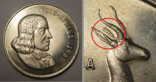 Republic of South Africa : Silver R1 Tag Ear Variety of 1966