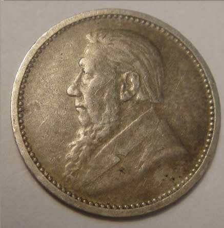 Paul Kruger ZAR : Tickey (3d) of 1895