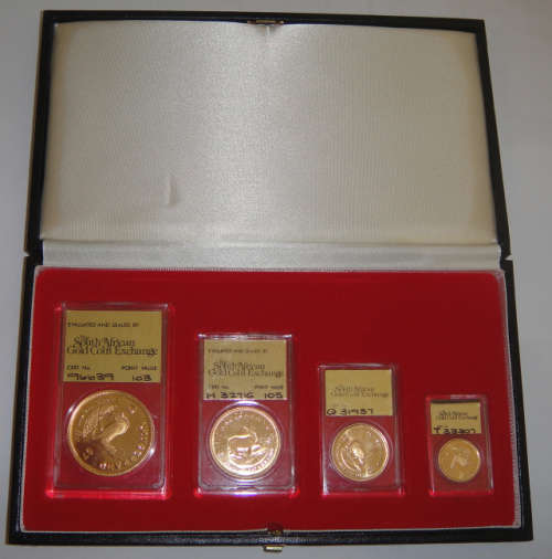 4-Piece Krugerrand GOLD PROOF SET of 1982 : Slabbed & Certified by the SA Gold Coin Exchange