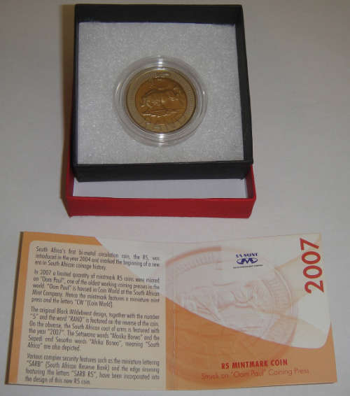 Republic of South Africa: Oom Paul Mint-marked R5 of 2007