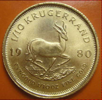 Republic of South Africa : 1/10th OZ GOLD Krugerrand of 1980
