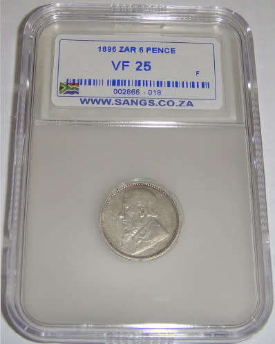 Paul Kruger Z.A.R. Sixpence (6d) of 1896 : Sangs graded VF25