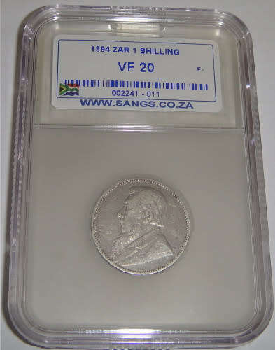 Paul Kruger Z.A.R. Shilling (1/-) of 1894 : Sangs graded VF20