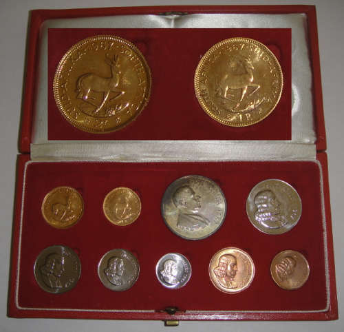 Republic of South Africa : Long Proof Set of 1967 (With GOLD R1 & R2)