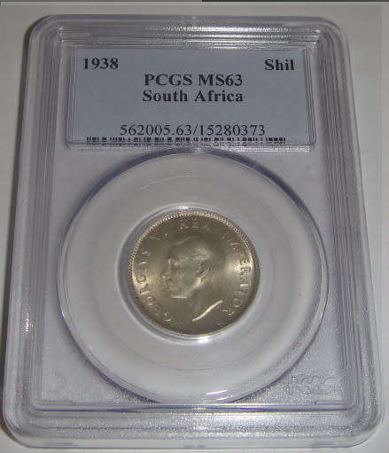 Union of South Africa : Shilling (1/-) of 1938 : PCGS graded MS63