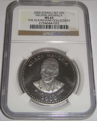 Somali Republic 25 Shillings of 2000 (Nelson Mandela): NGC graded MS 65