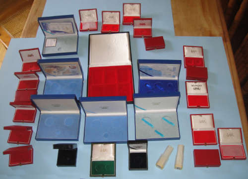 Twenty Seven (27) Coin Boxes mostly for fractional Krugerrands and other RSA Gold Coins