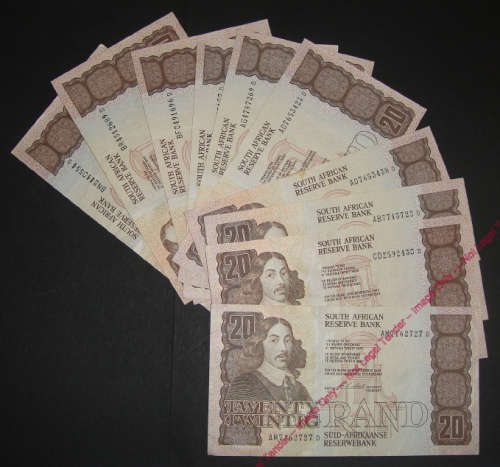 Republic of South Africa : Ten  Jan van Riebeeck R20 notes of 1990