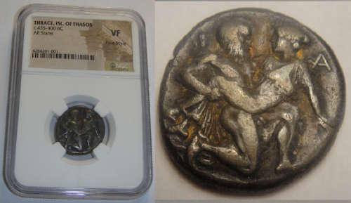 ANCIENT GREECE : Thrace, Island of Thasos : Silver Stater (C435-400 BC) : NGC graded VF Fine Style