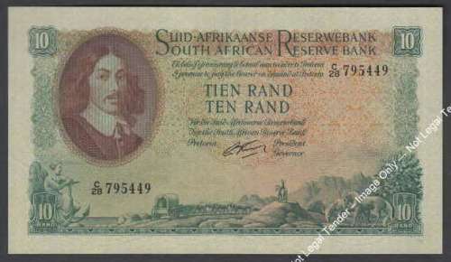Republic of South Africa : G. Rissik : Ten Rand Bank Note of 1962