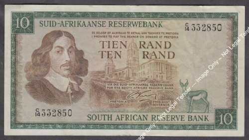 Republic of South Africa : G Rissik : Ten Rand Bank Note of 1966