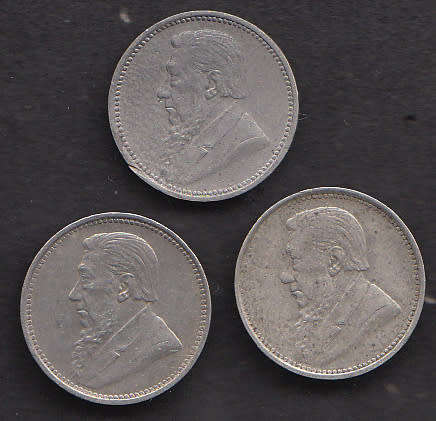 Paul Kruger ZAR : Three Tickeys of 1896 (One Bid takes the Lot)