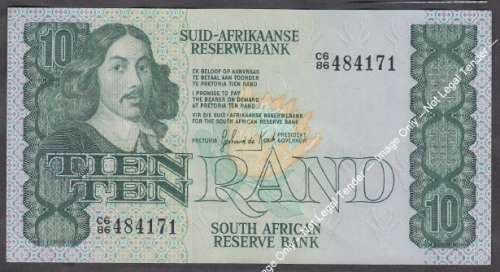 Republic of South Africa : G de Kock : Ten Rand Bank Note of 1982