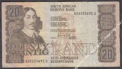 Republic of South Africa : G de Kock : Twenty Rand Bank Note of 1989