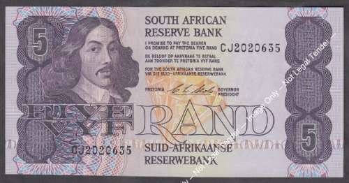 Republic of South Africa : C Stals : Five Rand Bank Note of 1990