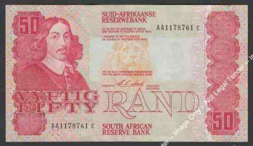 Republic of South Africa : C Stals : Fifty Rand Bank Note of 1990